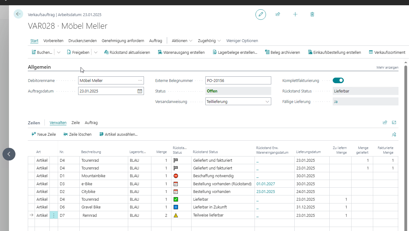 Verkaufsauftrag Fokus