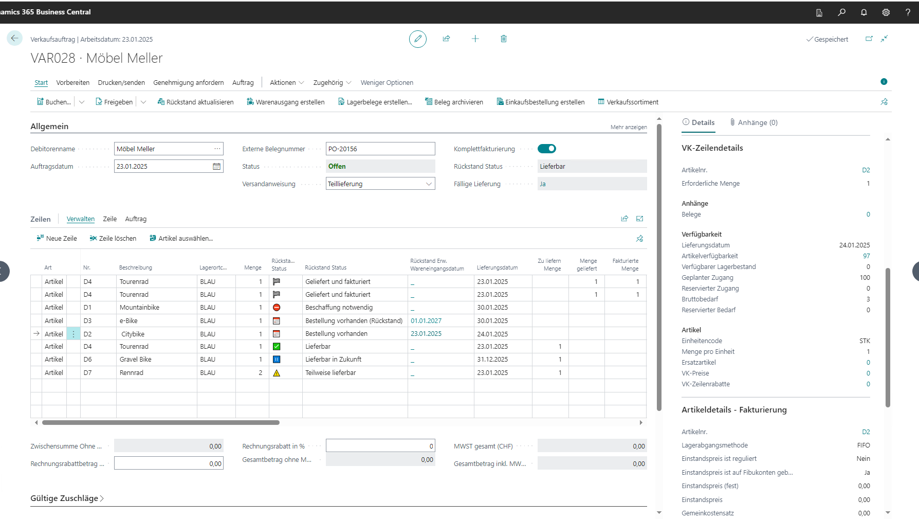 Verkaufsauftrag Total