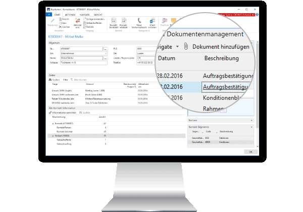 Ansicht CRM mit Lupe