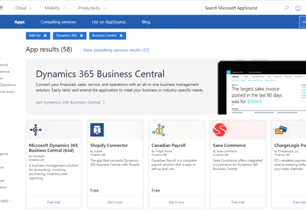 add on microsoft business central