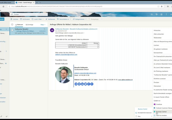 Aufruf Contact Insights Funktion