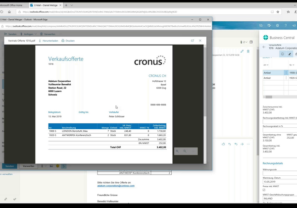 Verkaufsofferte aus Outlook