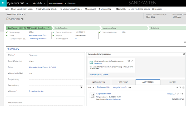 CRM System Microsoft Dynamics Sales