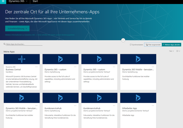 Dynamics 365 Apps Übersicht