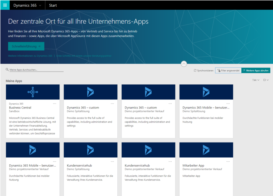 Dynamics 365 Apps Übersicht
