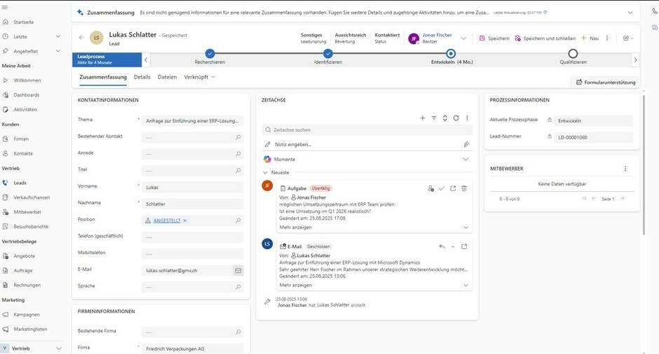 Aproda CRM B2B Oberfläche