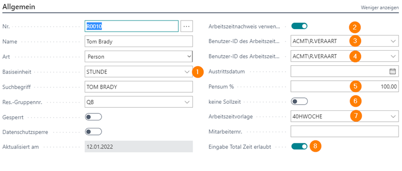 Einrichtung Ressourcen Aproda ASRT