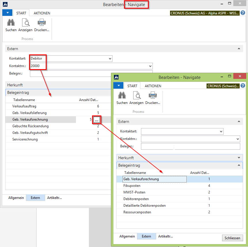 Microsoft-Dynamics-NAV-Offene-Posten-Debitor-Kreditor-Navigate
