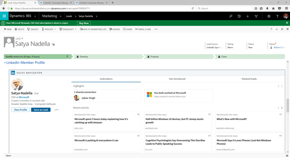CRM Software Linkedin Sales Navigator