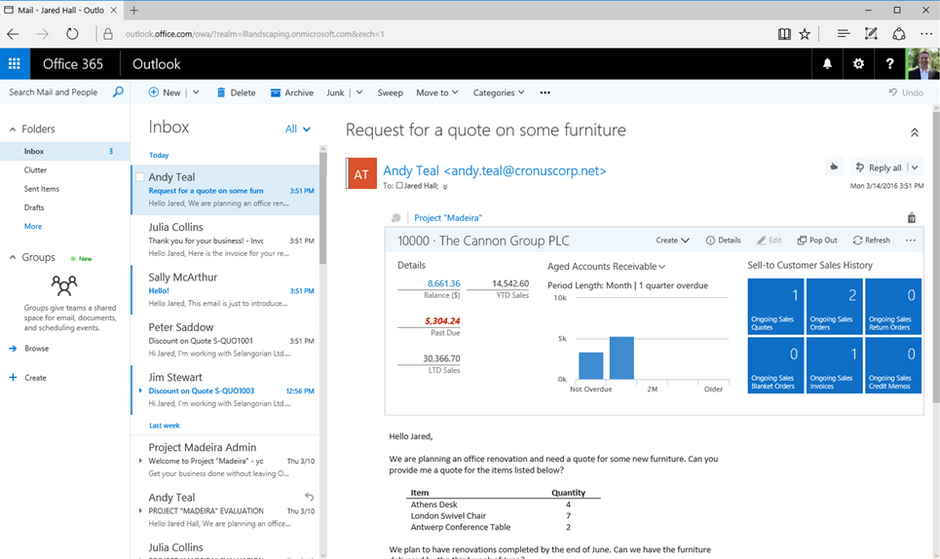 Outlook Office 365 Business Central
