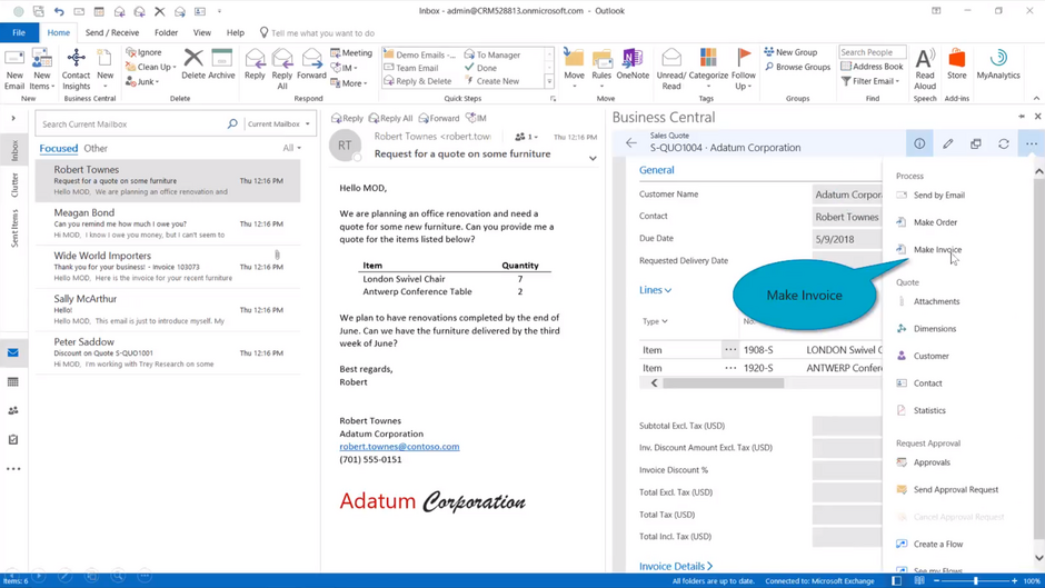 Microsoft Business Central Outlook Integration