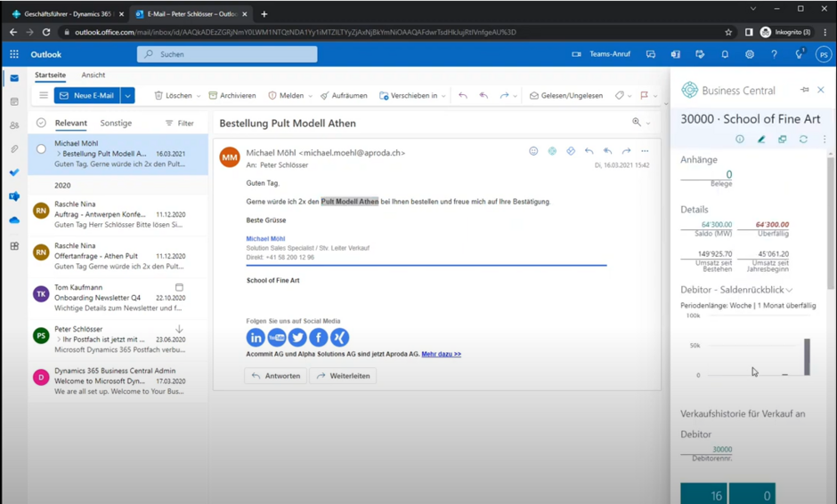 outlook Integration Microsoft Dynamics 365 Business Central